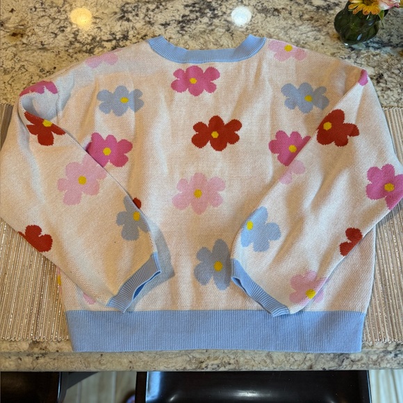 NEW Girl’s Cotton Button Front Cardigan Sweater In White Retro Floral -XXL - Picture 9 of 9